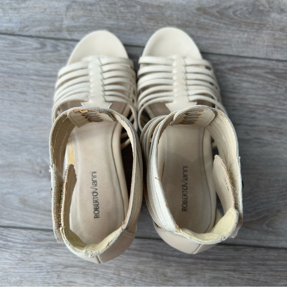 Roberto Vianni Gladiator Wedge  Sandals in Ivory - Picture 14 of 15